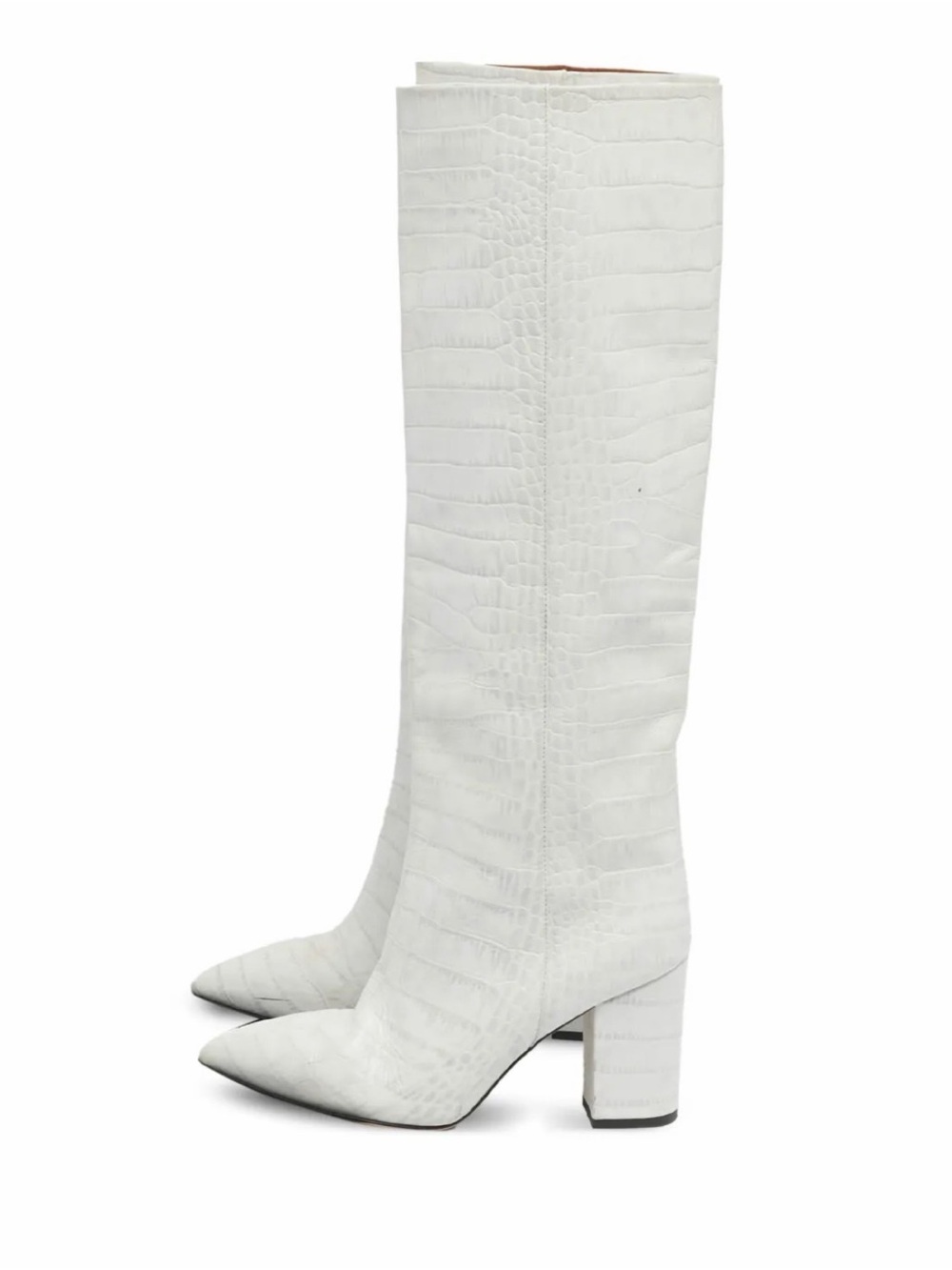 Paris Texas White Croc-Effect Over-the-Knee Block Heel Boots - Picture 2 of 10